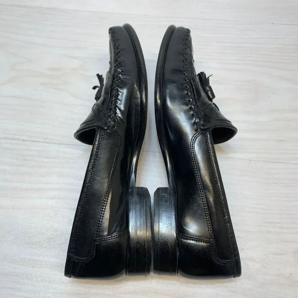 Giorgio Brutini Mens Size 9D Le‎ Glove Tassle Kiltie Black Woven Leather Loafers